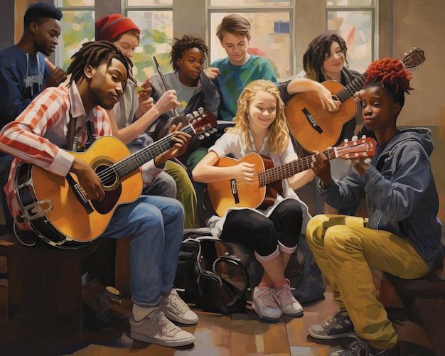 Qué servicios ofrece Da Capo Escuela de Música en México 29 estudiantes tocando instrumentos en clase